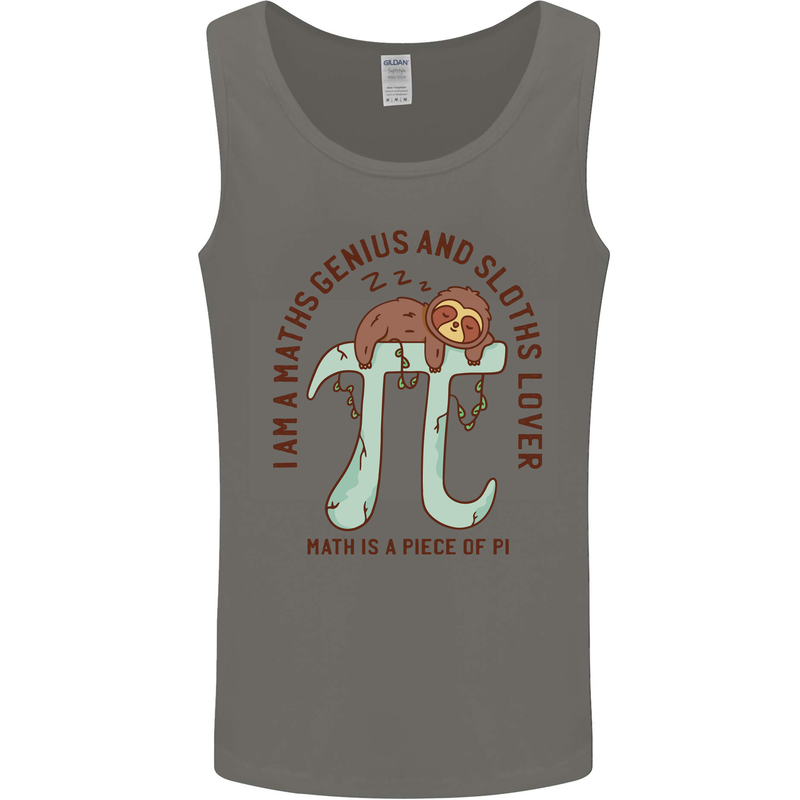 I'm a Maths Genius and Sloth Lover Funny Mens Vest Tank Top Charcoal