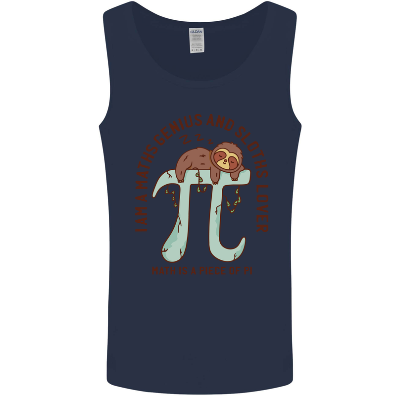 I'm a Maths Genius and Sloth Lover Funny Mens Vest Tank Top Navy Blue