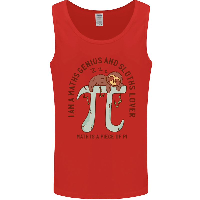 I'm a Maths Genius and Sloth Lover Funny Mens Vest Tank Top Red