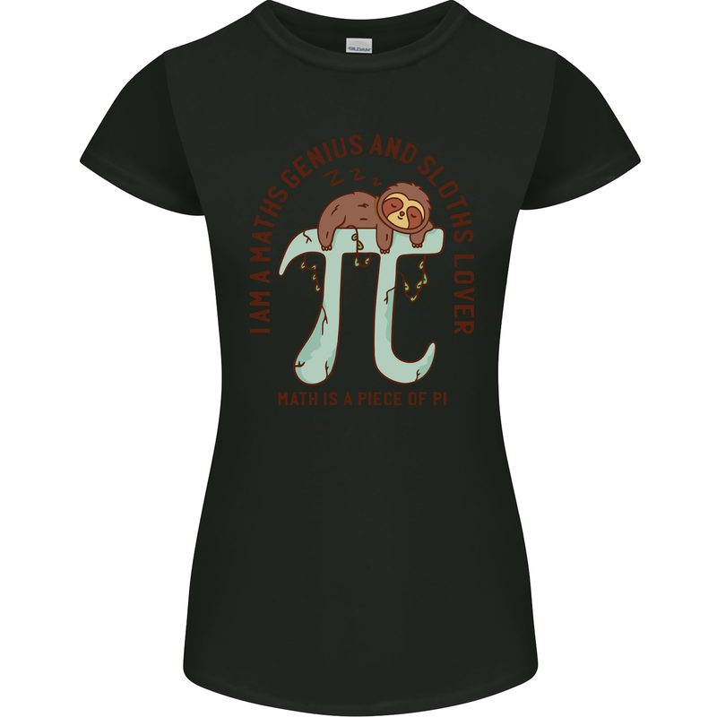 I'm a Maths Genius and Sloth Lover Funny Womens Petite Cut T-Shirt Black