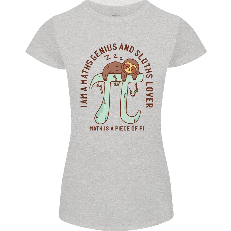 I'm a Maths Genius and Sloth Lover Funny Womens Petite Cut T-Shirt Sports Grey