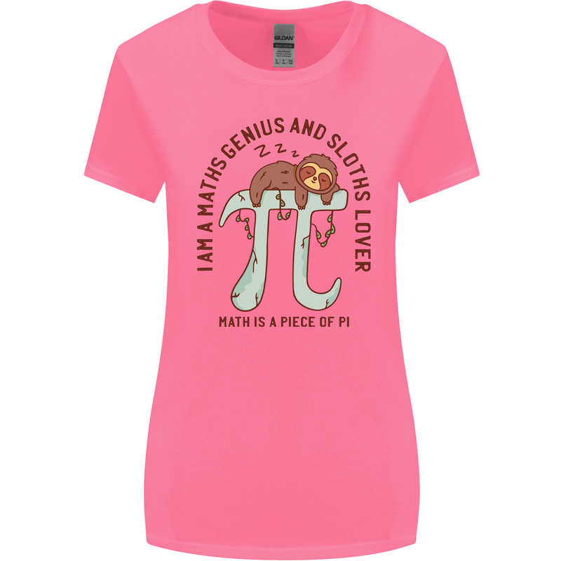 I'm a Maths Genius and Sloth Lover Funny Womens Wider Cut T-Shirt Azalea