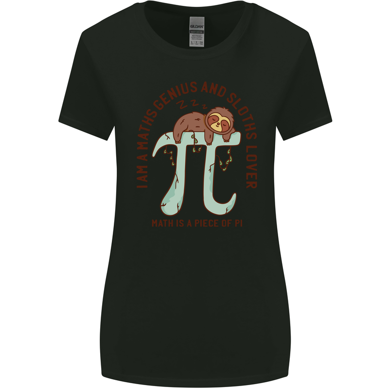 I'm a Maths Genius and Sloth Lover Funny Womens Wider Cut T-Shirt Black