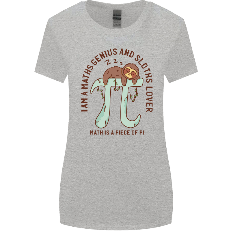 I'm a Maths Genius and Sloth Lover Funny Womens Wider Cut T-Shirt Sports Grey