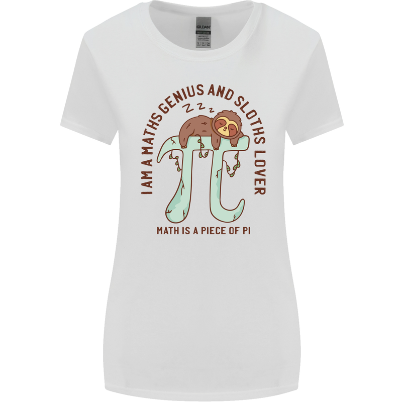 I'm a Maths Genius and Sloth Lover Funny Womens Wider Cut T-Shirt White