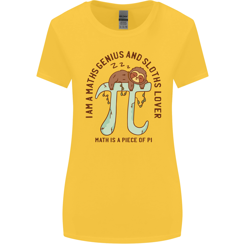 I'm a Maths Genius and Sloth Lover Funny Womens Wider Cut T-Shirt Yellow