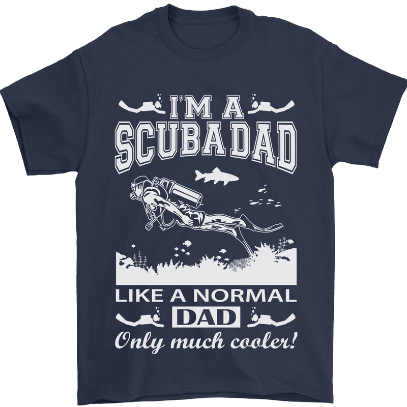 I'm a Scuba Diving Dad Father's Day Diver Mens T-Shirt Cotton Gildan Navy Blue