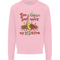 I'm a Vegan My b12 Is Fine Funny Kids Sweatshirt Jumper Light Pink