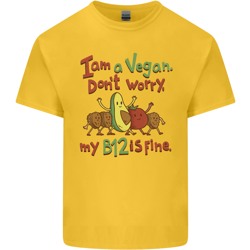 I'm a Vegan My b12 Is Fine Funny Kids T-Shirt Childrens Yellow