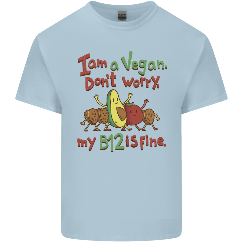 I'm a Vegan My b12 Is Fine Funny Mens Cotton T-Shirt Tee Top Light Blue