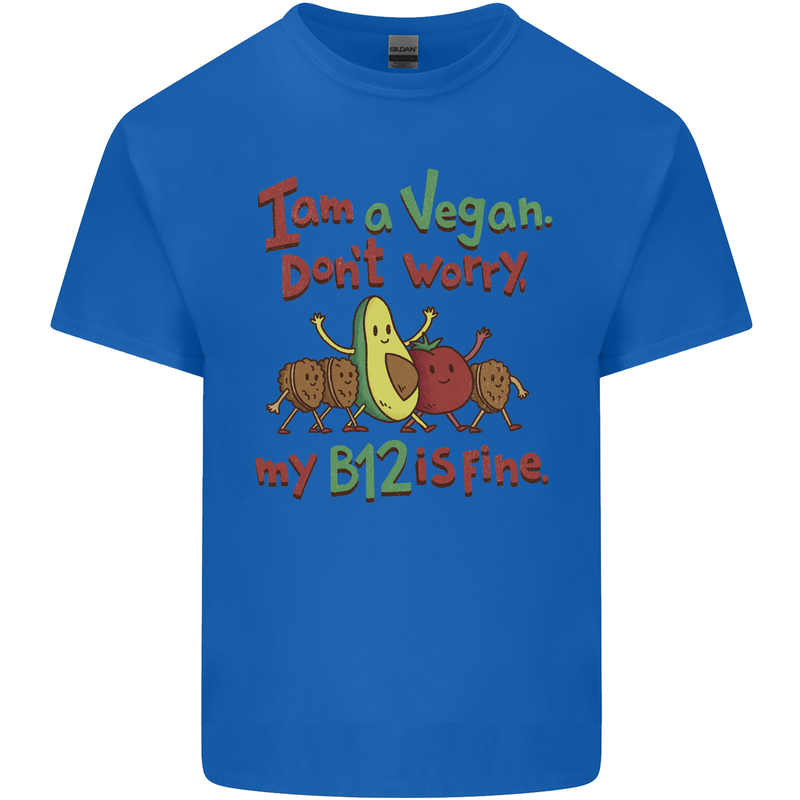 I'm a Vegan My b12 Is Fine Funny Mens Cotton T-Shirt Tee Top Royal Blue