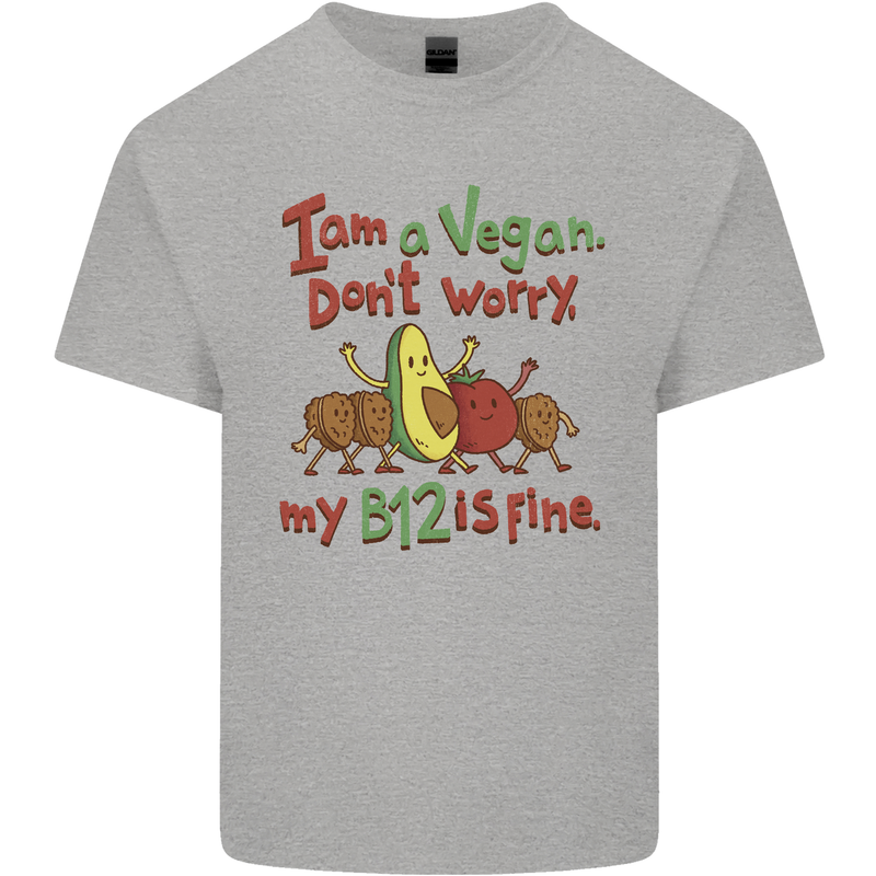 I'm a Vegan My b12 Is Fine Funny Mens Cotton T-Shirt Tee Top Sports Grey