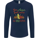 I'm a Vegan My b12 Is Fine Funny Mens Long Sleeve T-Shirt Navy Blue