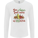 I'm a Vegan My b12 Is Fine Funny Mens Long Sleeve T-Shirt White