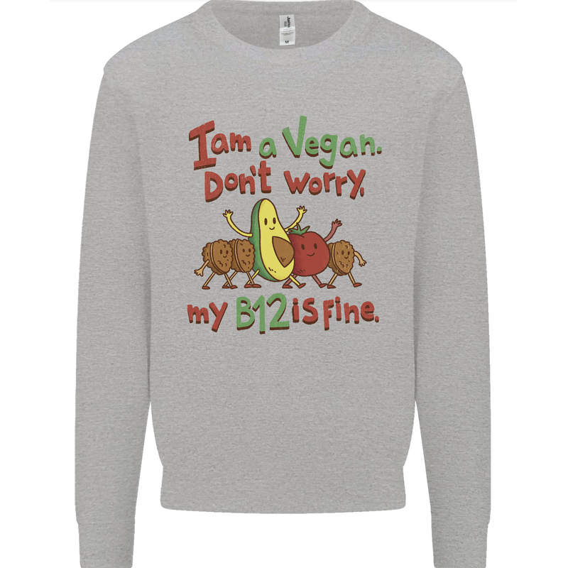 I'm a Vegan My b12 Is Fine Funny Mens Sweatshirt Jumper Sports Grey