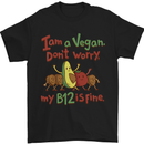 I'm a Vegan My b12 Is Fine Funny Mens T-Shirt 100% Cotton Black