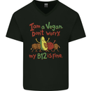 I'm a Vegan My b12 Is Fine Funny Mens V-Neck Cotton T-Shirt Black