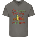 I'm a Vegan My b12 Is Fine Funny Mens V-Neck Cotton T-Shirt Charcoal
