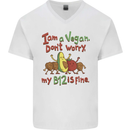 I'm a Vegan My b12 Is Fine Funny Mens V-Neck Cotton T-Shirt White
