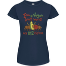I'm a Vegan My b12 Is Fine Funny Womens Petite Cut T-Shirt Navy Blue