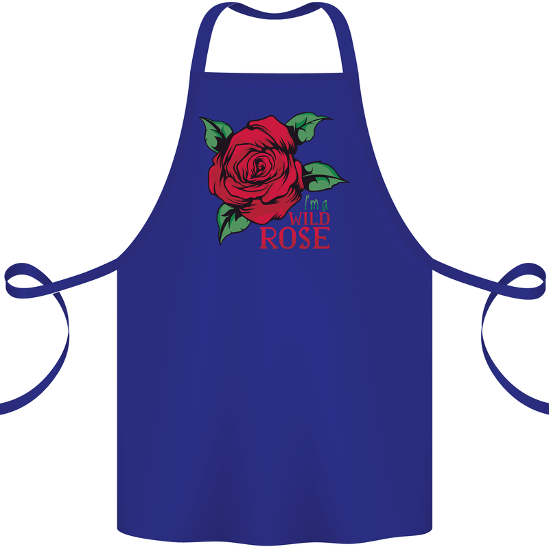I'm a Wild Rose Cotton Apron 100% Organic Royal Blue
