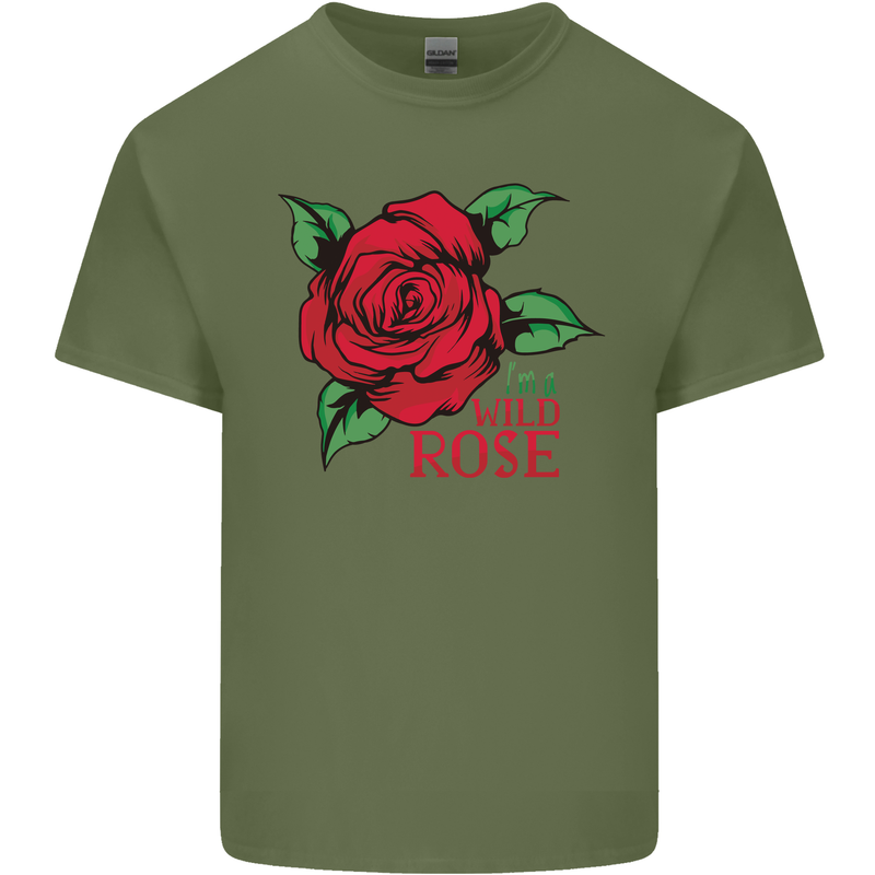 I'm a Wild Rose Mens Cotton T-Shirt Tee Top Military Green