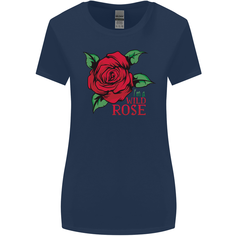 I'm a Wild Rose Womens Wider Cut T-Shirt Navy Blue