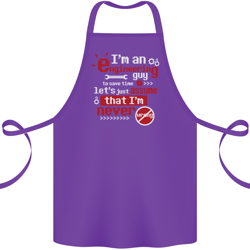 I'm an Engineer Guy That's Never Wrong Cotton Apron 100% Organic Purple