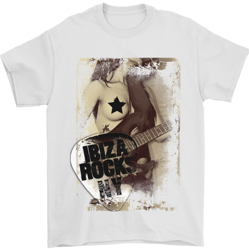 Ibiza Rocks Dance Music Mens T-Shirt Cotton Gildan White