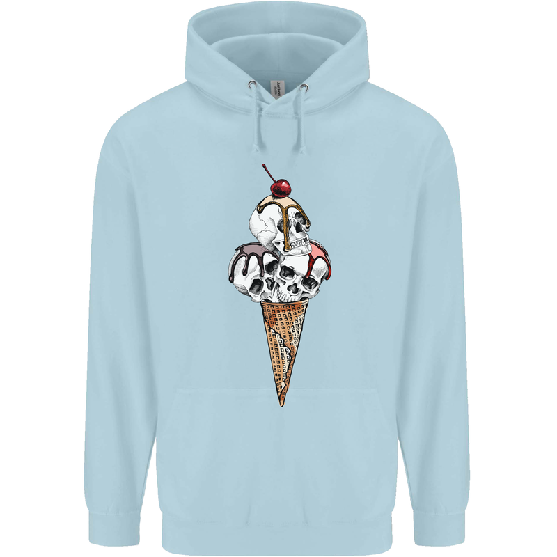 Ice Cream Skull Childrens Kids Hoodie Light Blue