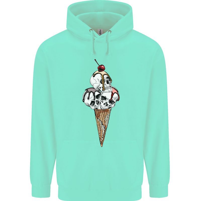 Ice Cream Skull Childrens Kids Hoodie Peppermint