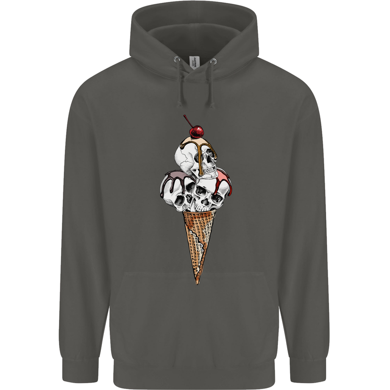 Ice Cream Skull Childrens Kids Hoodie Storm Grey