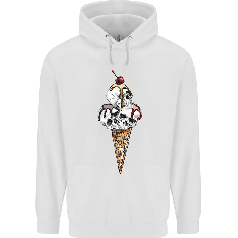 Ice Cream Skull Childrens Kids Hoodie White