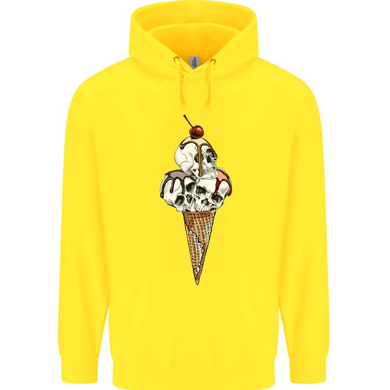 Ice Cream Skull Childrens Kids Hoodie Yellow