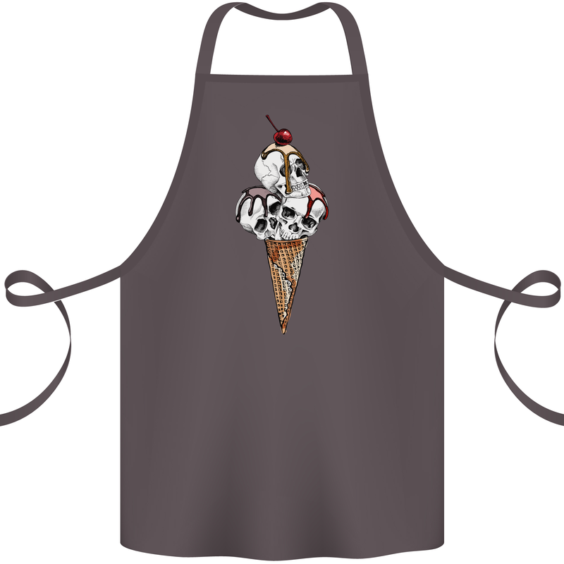 Ice Cream Skull Cotton Apron 100% Organic Dark Grey