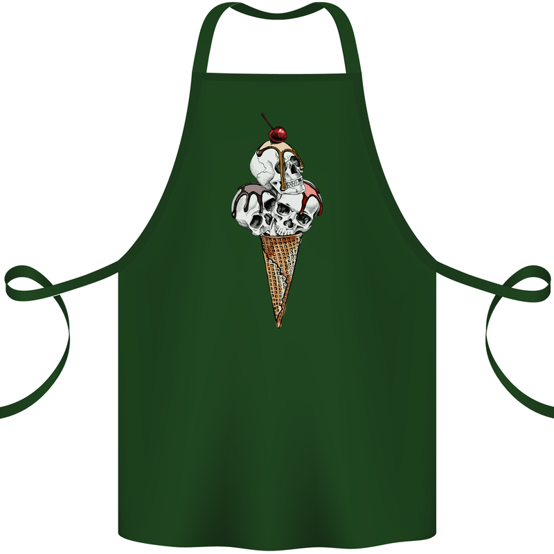 Ice Cream Skull Cotton Apron 100% Organic Forest Green