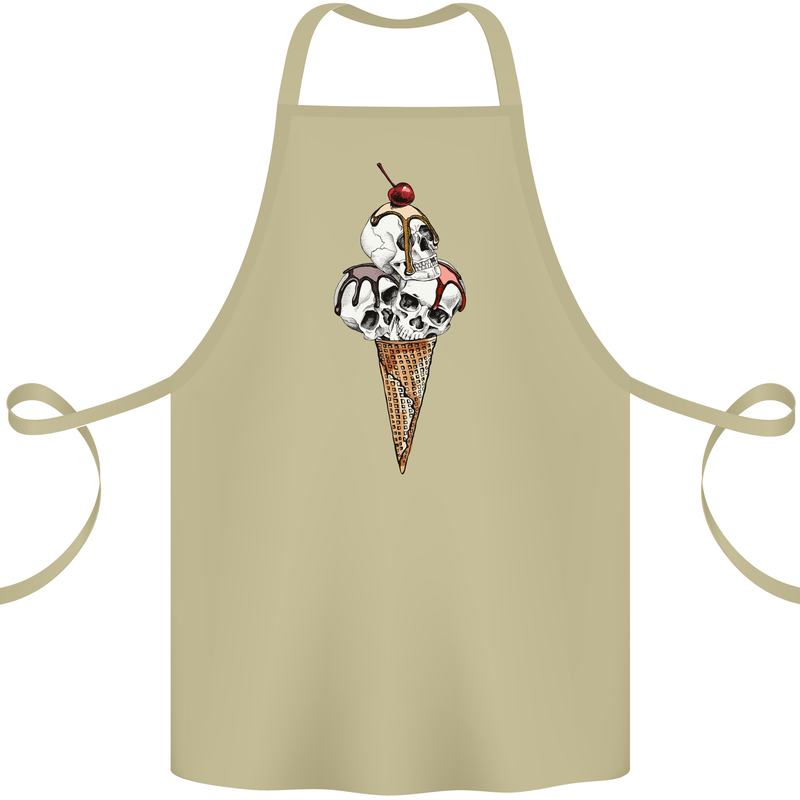 Ice Cream Skull Cotton Apron 100% Organic Khaki