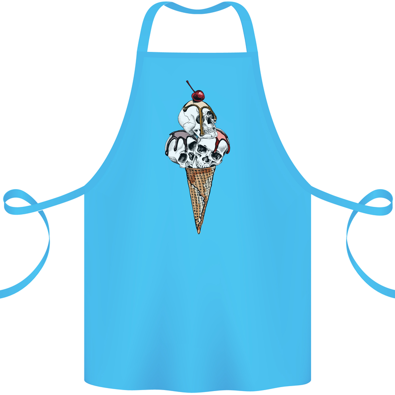 Ice Cream Skull Cotton Apron 100% Organic Turquoise