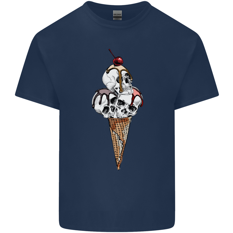 Ice Cream Skull Kids T-Shirt Childrens Navy Blue