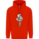 Ice Cream Skull Mens 80% Cotton Hoodie Bright Red
