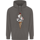 Ice Cream Skull Mens 80% Cotton Hoodie Charcoal