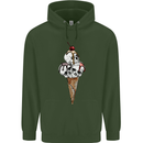 Ice Cream Skull Mens 80% Cotton Hoodie Forest Green