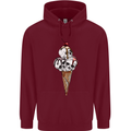 Ice Cream Skull Mens 80% Cotton Hoodie Maroon