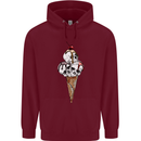 Ice Cream Skull Mens 80% Cotton Hoodie Maroon
