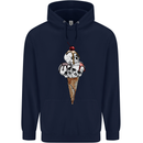 Ice Cream Skull Mens 80% Cotton Hoodie Navy Blue