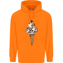 Ice Cream Skull Mens 80% Cotton Hoodie Orange