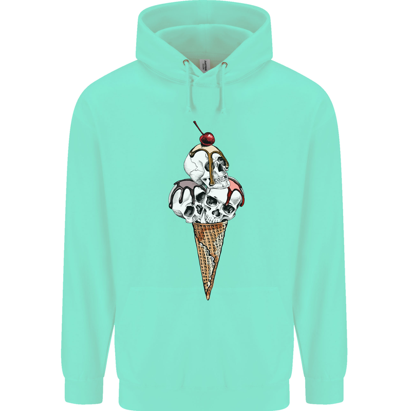 Ice Cream Skull Mens 80% Cotton Hoodie Peppermint