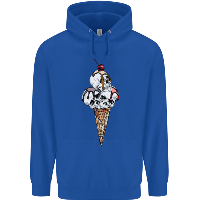 Ice Cream Skull Mens 80% Cotton Hoodie Royal Blue