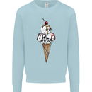 Ice Cream Skull Mens Sweatshirt Jumper Light Blue