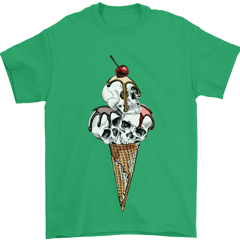 Ice Cream Skull Mens T-Shirt Cotton Gildan Irish Green